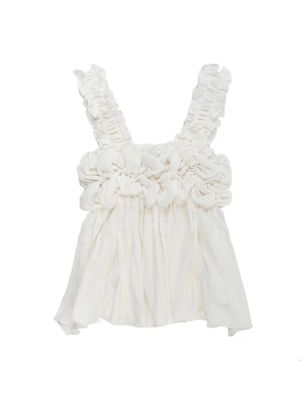 Women's Cream Ruffle Rosette Tank Top